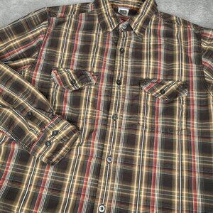 The North Face Shirt Mens Medium Brown Plaid Button Front Long Sleeve Outdoor